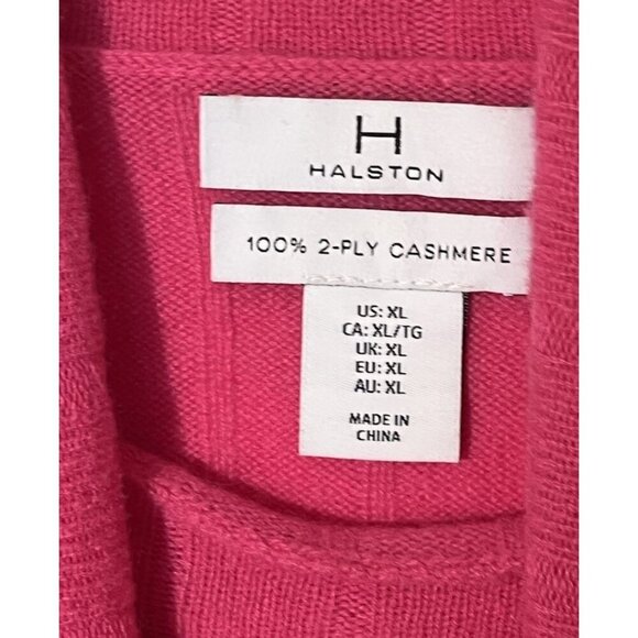 H Halston Hot Pink 100% 2-Ply Cashmere Turtle Neck Sweater - Picture 5 of 5